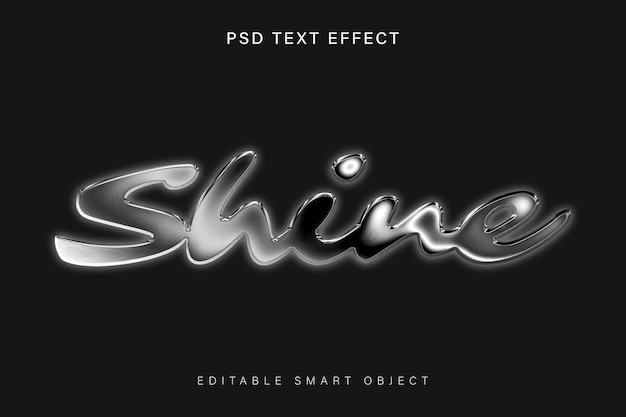 Efecto de texto psd de metal brillante