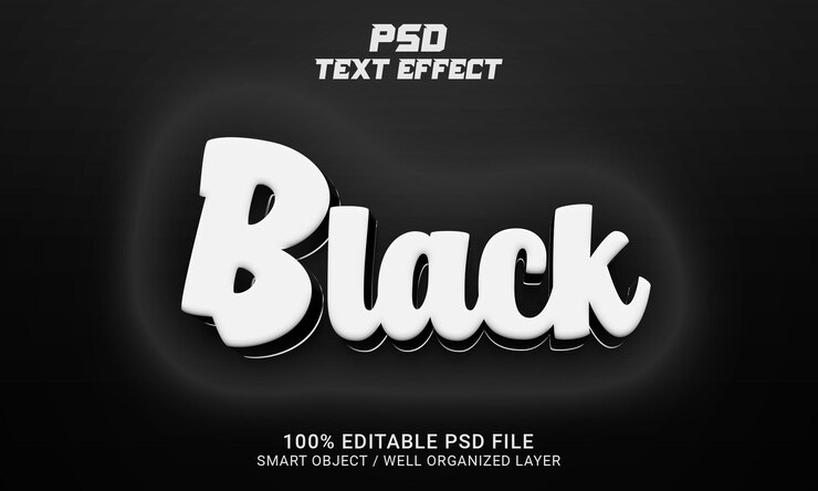 PSD efecto de texto psd negro 3d