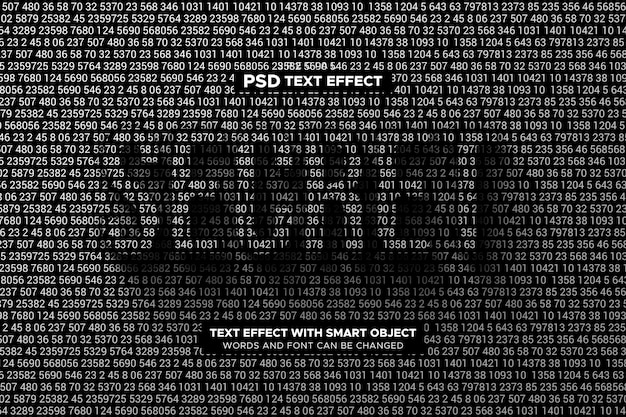 Efecto de texto PSD con palabras y fuentes editables de objetos inteligentes