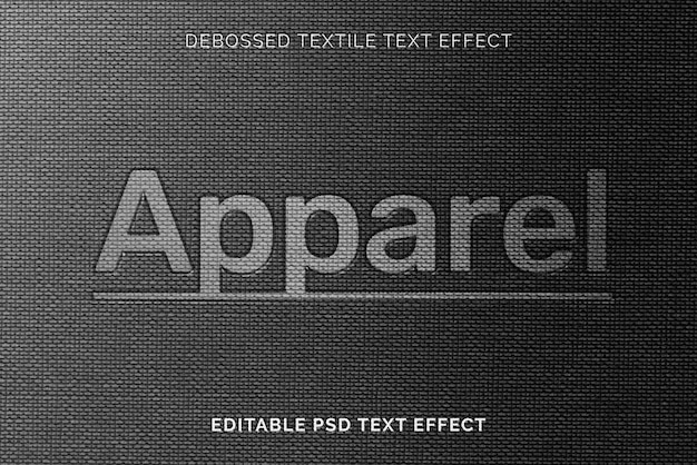 Efecto de texto PSD, plantilla textil grabada de alta calidad.