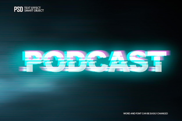 Efecto de texto PSD de podcast