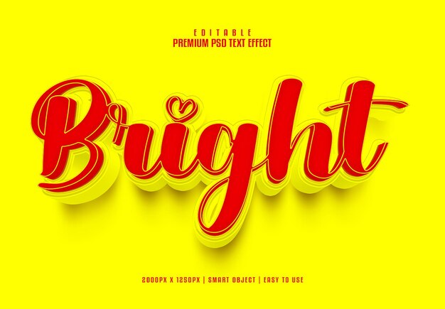 Efecto de texto psd premium editable en 3D brillante