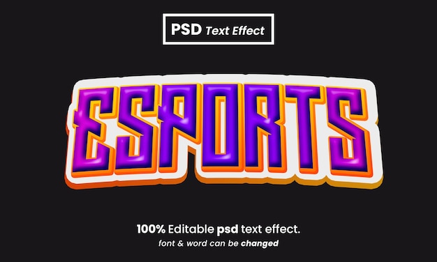 Efecto de texto psd premium editable 3d de esports