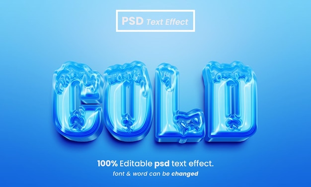 Efecto de texto psd premium editable en 3d frío