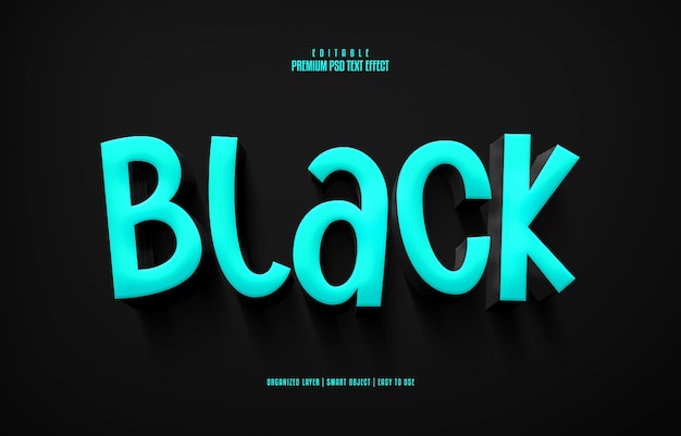 Efecto de texto psd premium editable en 3D negro