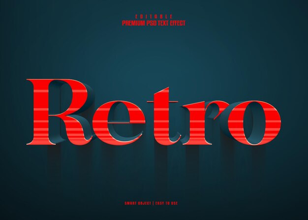 Efecto de texto psd premium editable 3d retro