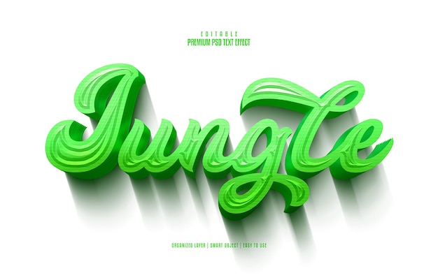 Efecto de texto psd premium editable en 3d de la selva