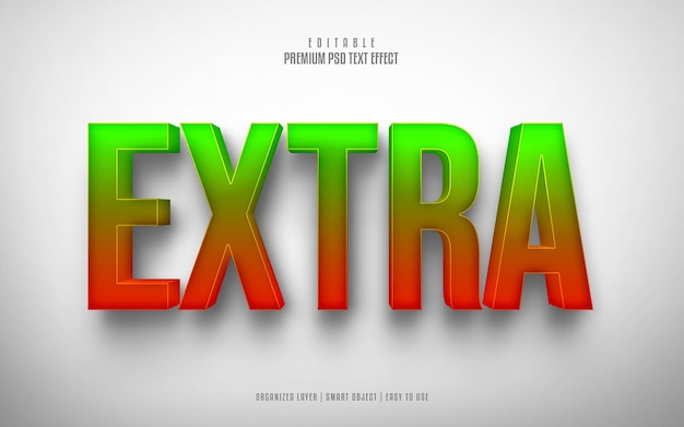 Efecto de texto psd premium editable adicional en 3d