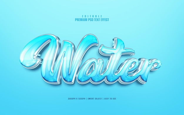 Efecto de texto psd premium editable de agua