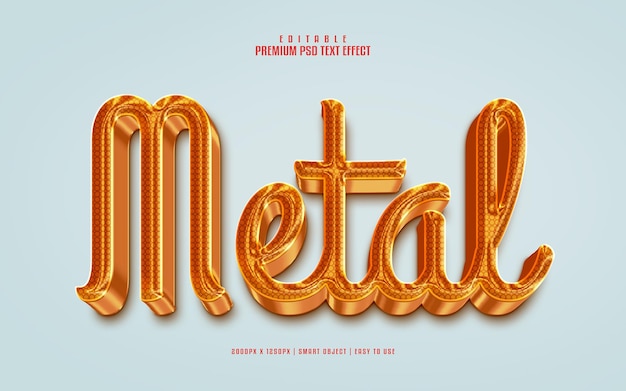 Efecto de texto psd premium editable dorado brillante de metal