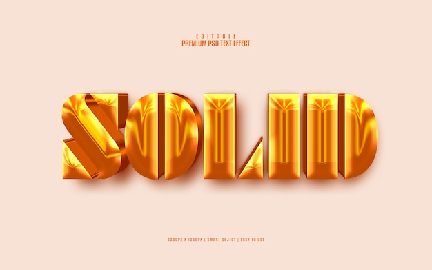 Efecto de texto psd premium editable dorado sólido