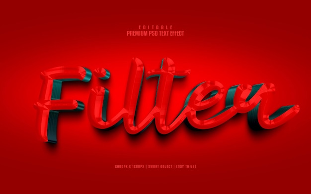 Efecto de texto PSD premium editable de filtro 3D