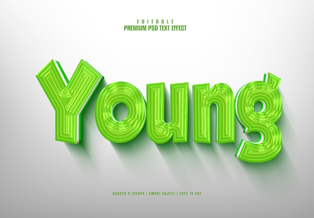 Efecto de texto psd premium editable joven 3d