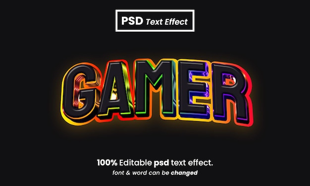 Efecto de texto psd premium editable de jugador 3d