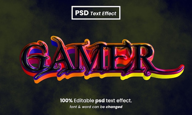 Efecto de texto psd premium editable de jugador 3d