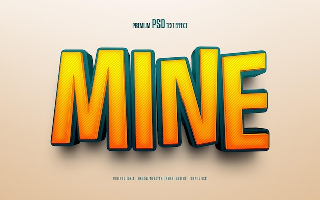 Efecto de texto psd premium editable Mine3d