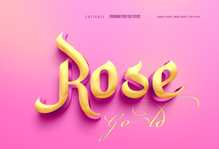 PSD efecto de texto psd premium editable de oro rosa