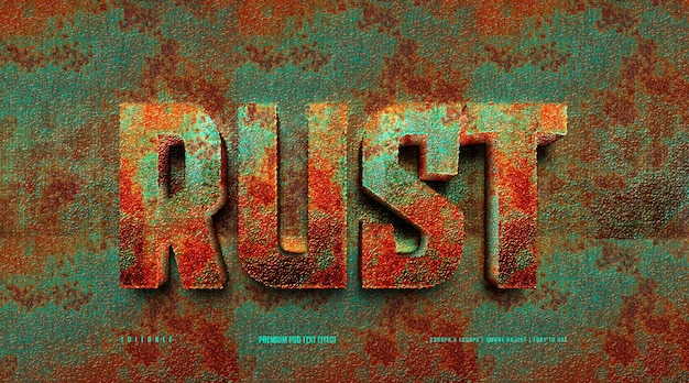 Efecto de texto psd premium editable oxidado