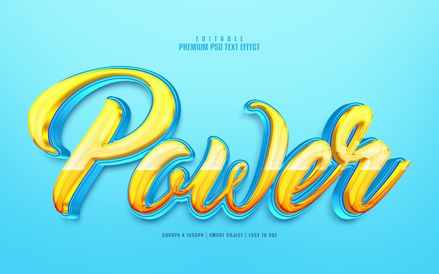 Efecto de texto psd premium editable power 3d