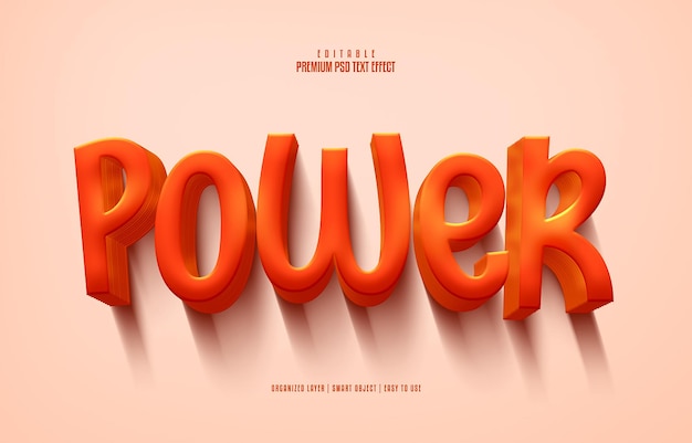 Efecto de texto psd premium editable power 3d
