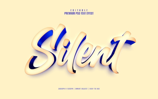 Efecto de texto psd premium editable silencioso