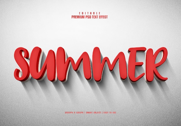 Efecto de texto psd premium editable de verano 3d