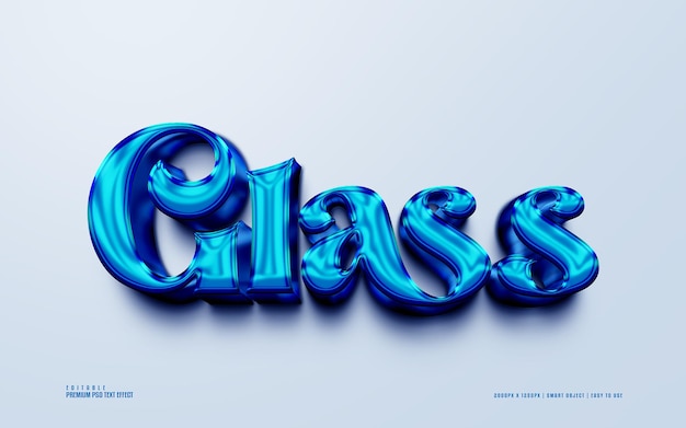 PSD efecto de texto psd premium editable de vidrio 3d