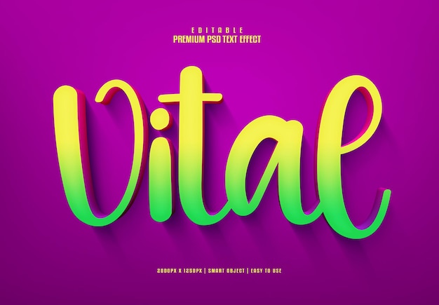 Efecto de texto PSD premium editable en Vital 3D