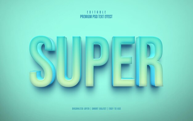 Efecto de texto PSD premium super 3D editable