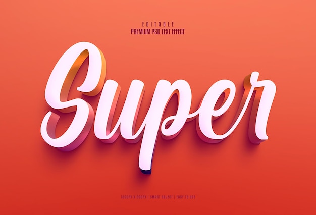 Efecto de texto PSD premium super 3D editable