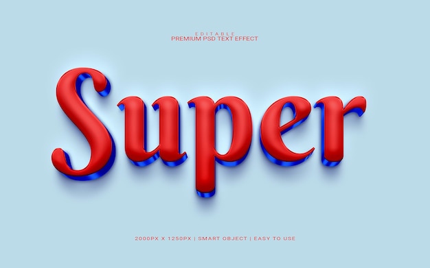 Efecto de texto PSD premium super 3D editable
