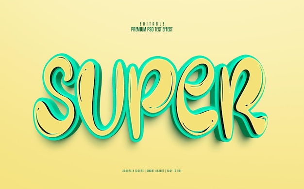 Efecto de texto psd premium súper totalmente editable