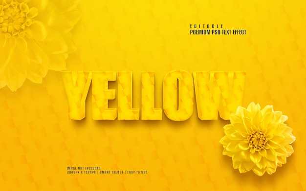 Efecto de texto psd premium totalmente editable amarillo