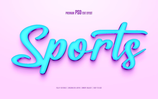 Efecto de texto psd premium totalmente editable de deportes