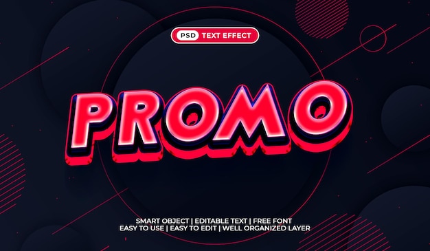 Efecto de texto PSD promocional editable