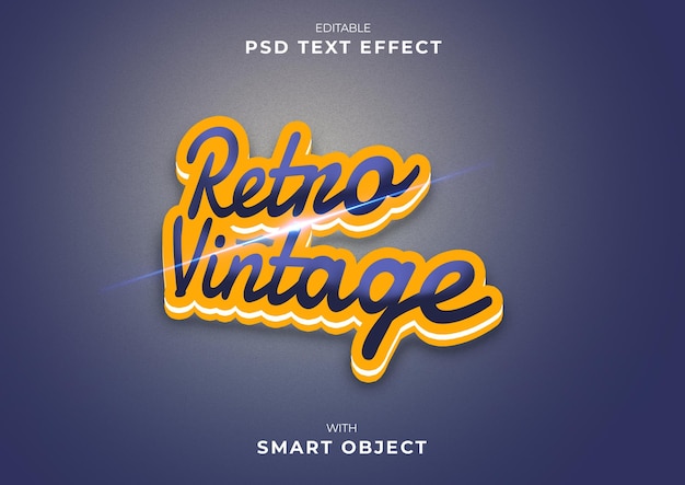 Efecto de texto PSD Retro Vintage