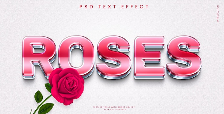 PSD efecto de texto psd de rosas