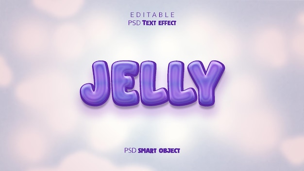 Efecto de texto psd del tema purple jelly editable