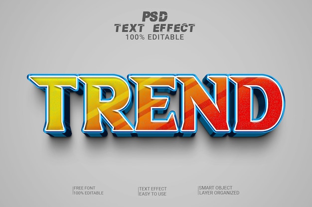 Efecto de texto psd de tendencia 3d