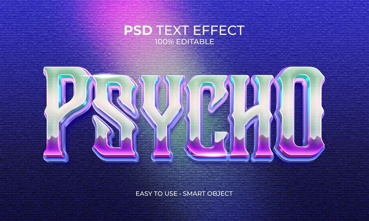 PSD efecto de texto psico