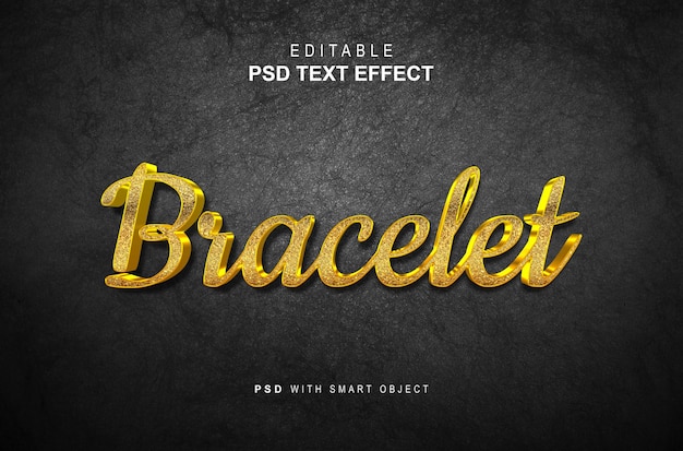 Efecto de texto de pulsera de oro de lujo