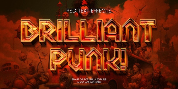 PSD efecto de texto punk brillante