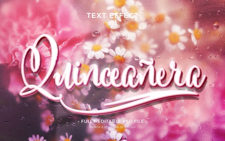 PSD efecto de texto de quinceañera