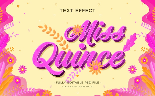 Efecto de texto de Quinceañera