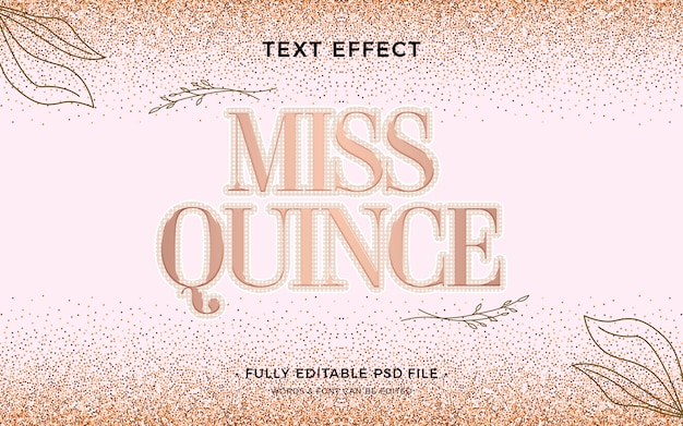 PSD efecto de texto de quinceañera