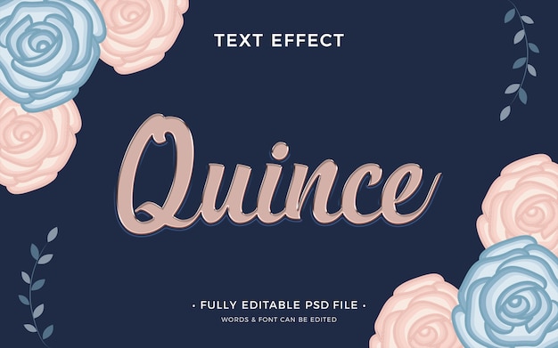 PSD efecto de texto de quinceañera