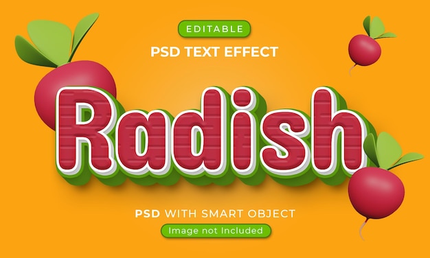 Efecto de texto de rábano rojo 3d