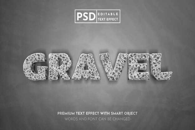Efecto de texto realista 3D de grava de piedra