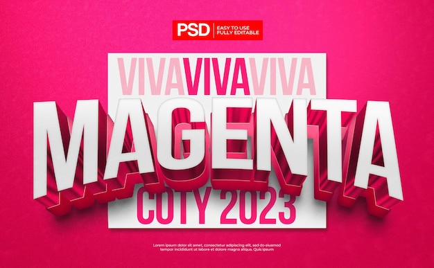 PSD efecto de texto realista 3d magenta