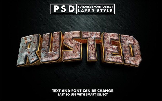 PSD efecto de texto realista 3d oxidado premium psd